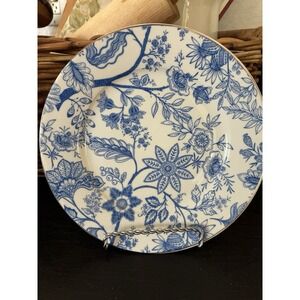 Grace Teaware Porcelain Dinner Plate Blue & White Floral Round Dishwasher Safe